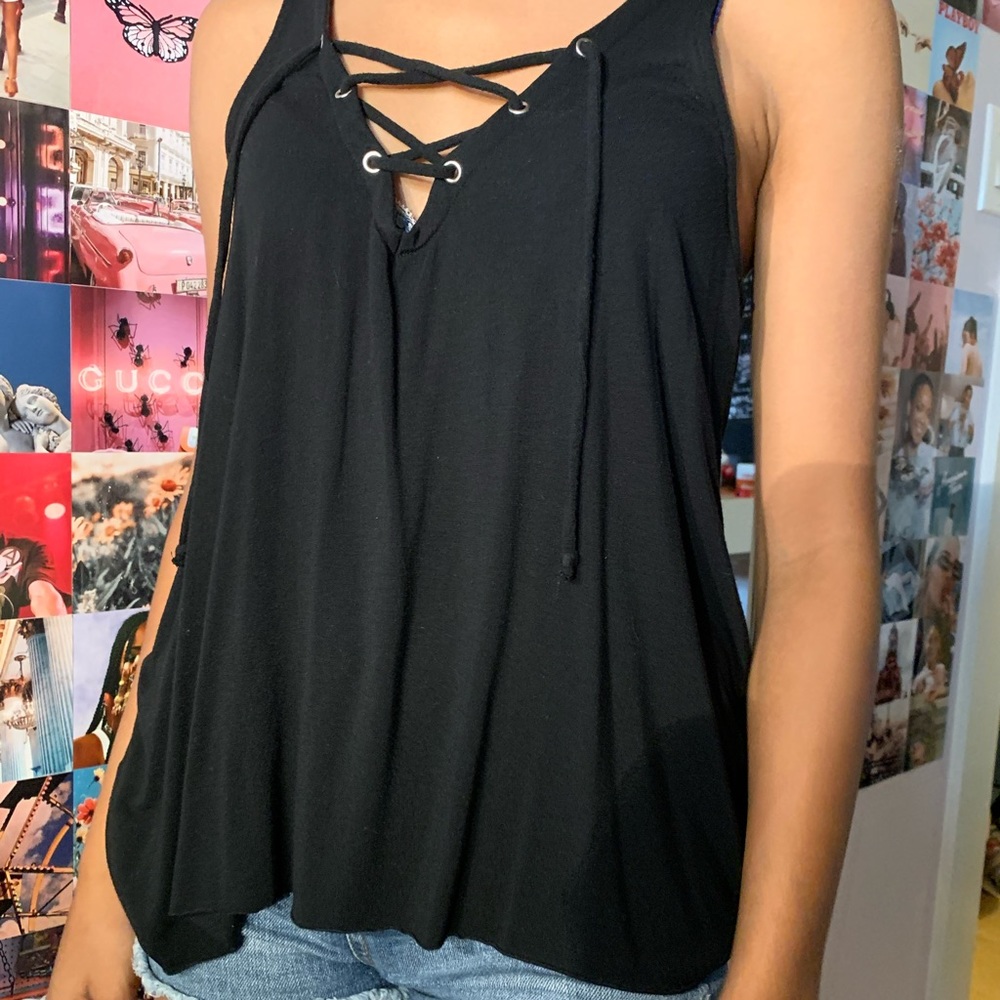 SOLD PINK lace up tank top